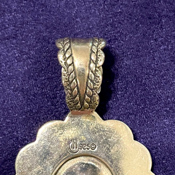 HP💕 Pollack Relios Sterling Silver 925 Multi-Stone Inlay Pendant Vintage - Picture 6 of 14